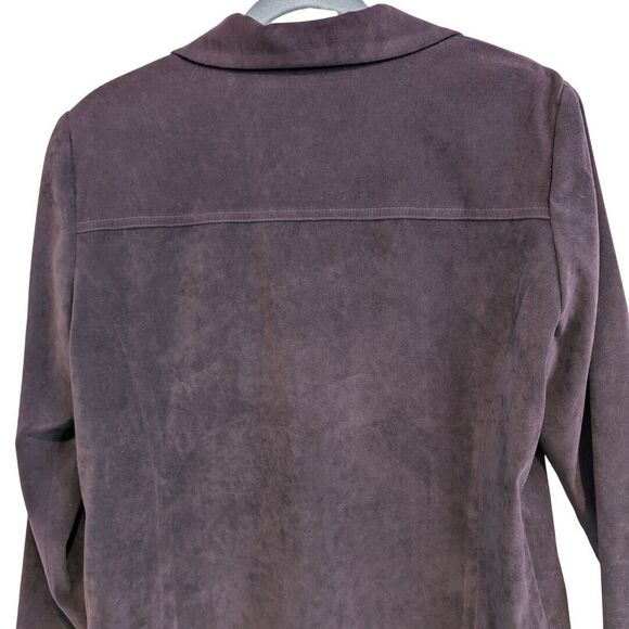 Worthington Burgundy‎ Velvet Velour Button Blazer Jacket Women Size 8P - Picture 6 of 11